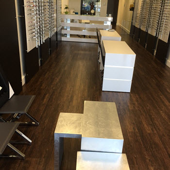 Modern eyeware reception and showroom